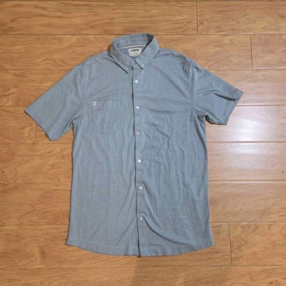 Linksoul Grey/Blueish Short Sleeve Button-Down Shirt Size L